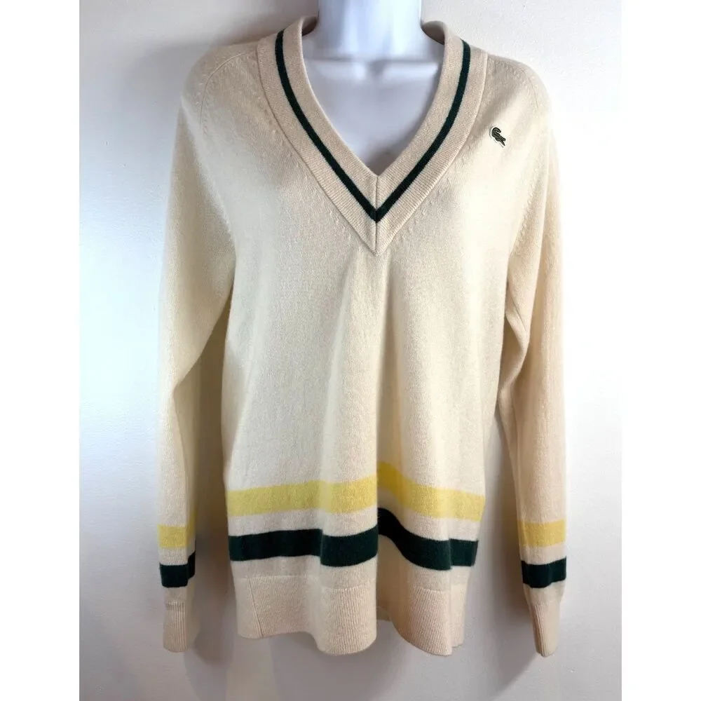 NWT Authentic Lacoste Sport Cashmere V Neck Sweater Size S - Picture 1 of 9